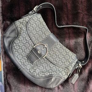 Coach Black and Gray Signature Shoulder Bag
